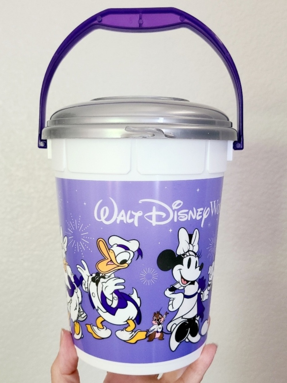 Disney Purple and White Walt Disney World Popcorn Bucket with Purple Handle